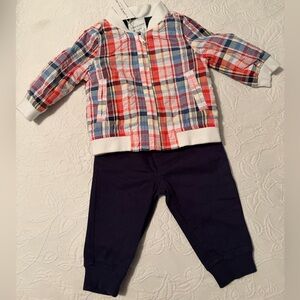 Janie and Jack 6-12m Plaid Baby Jacket nwt with Navy Pants